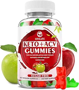 Keto ACV Gummies Advanced, 1000MG Apple Cider Vinegar Supplement for Women and Men, ACV Keto Gummies for Support Metabolism, Sugar Free, 米国製, Keto+ACV, 60 カウント