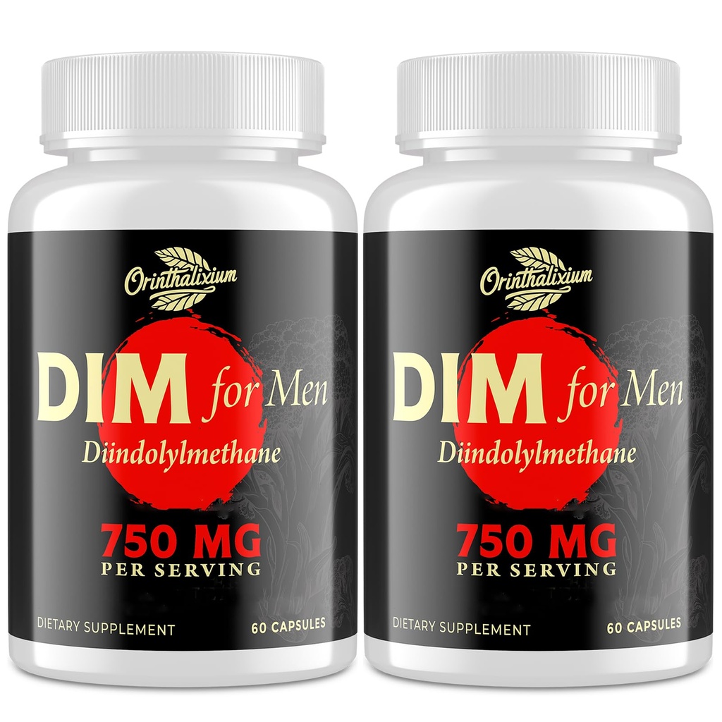 男性750MGのためのDIM - ホルモンバランス, 男性のためのエストロゲンサポート, DIMサプリメント, デトックス, バイタリティ & フィットネスパフォーマンス - クリジン&ブラックペッパーエキス, 60カプセル(2ボトル)