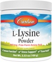 Carlson - L-Lysineパウダー、フリーフォームアミノ酸、960mg、ヘルシーティッシュ&筋肉開発、3.53オン (100g)