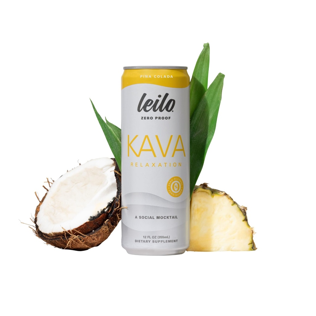 LEILO | カラバパワーピナコラダモックテールドリンク | 12-パック - 砂糖フリー&ノンアルク機能リラクゼーションサポート | 12 fl oz 缶(12個入)