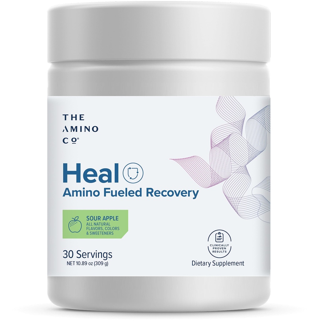 アミノCo. - Heal - 純粋なEaaaのアミノ酸の方式のポストのワークアウトの回復飲み物 - 効率的な筋肉修理のためのクレアチンの Monohydrateの粉、ビーガン、そしてサワーアップルの味とケトフレンドリー - 10.89oz。