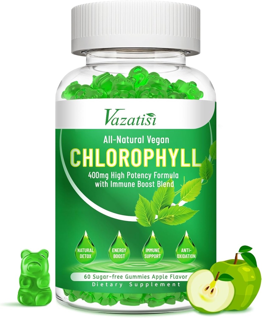 Chlorophyllのグミ - ボディ臭気のためのAshwagandhaのビタミンC亜鉛及び銅との1の極度の緑13 -女性のための皮エネルギー免除サポートDeodorant - 60の計算