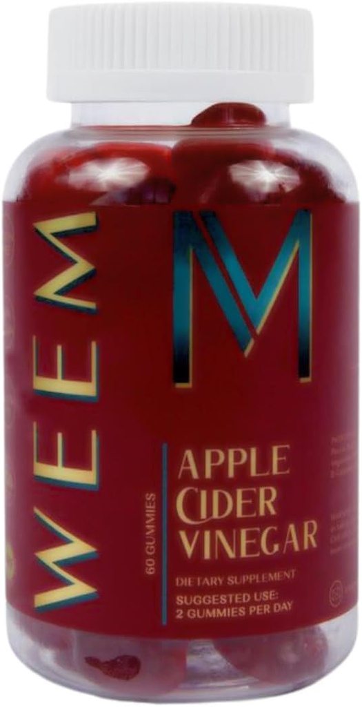 WEEM Appleのサイダーの酢のグミ - 自然、葉酸グルテンフリーのビーガンACV - ビタミンB12 - プレミアムデトックス&重量サプリメント - 女性と男性のための消化を助ける