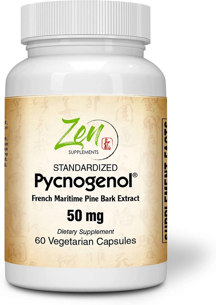 ゼネはPycnogenol 50mgを補います - Antioxidant及び炎症サポートのための標準化されたフランスのマリタイムのパインの樹皮のエキス-非GMO、グルテンフリー及び大豆は60-Vegcapsを放します