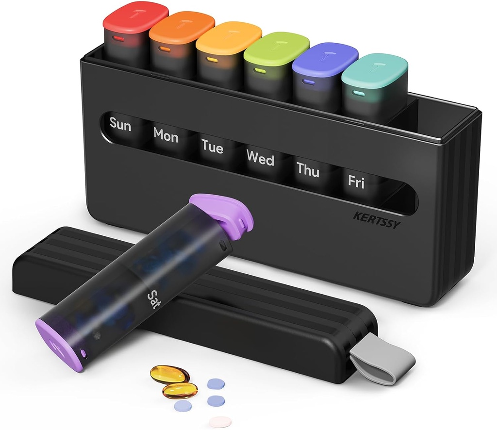 週刊ピルオーガナイザー2日 - アムPmピルボックス7日、毎日の薬、ビタミン、魚油、サプリメントポータブル週の丸薬ホルダー容器、半透明黒のための大型Twice薬ピルケース