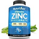 Nutriveinの優れた亜鉛グルコネート100mg - 120のカプセル:全ボディ ウェルビーイングのための高吸収亜鉛グルコネートの補足-ウェルネスのための必須要素