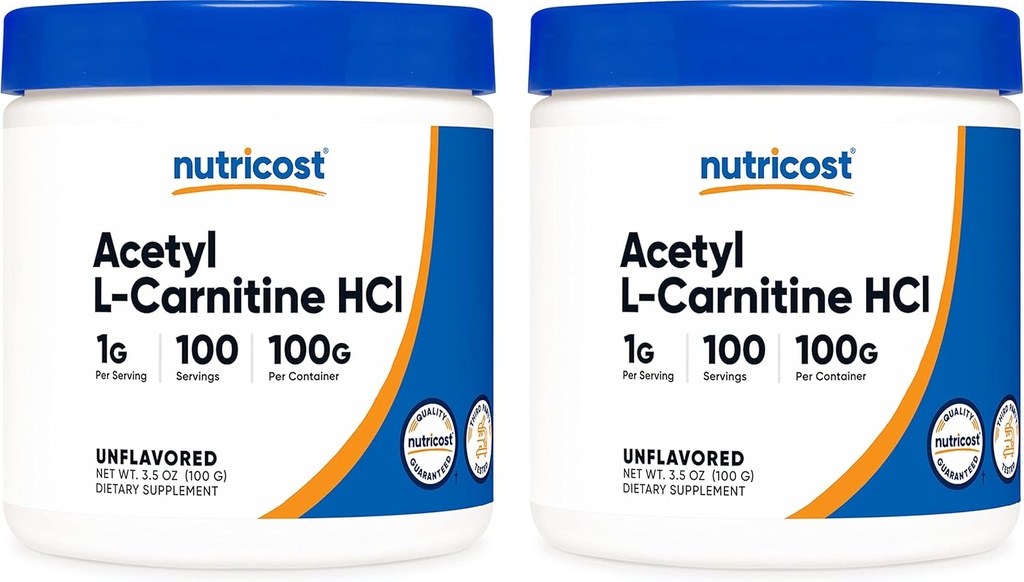Nutricost アセチル L カルニチン (ALCAR) 100 GMS (2 パック) - 100 サービングごとにそれぞれ - 1000mg - 純粋なアセチル L カルニチン粉末 - 非GMO、グルテンフリー