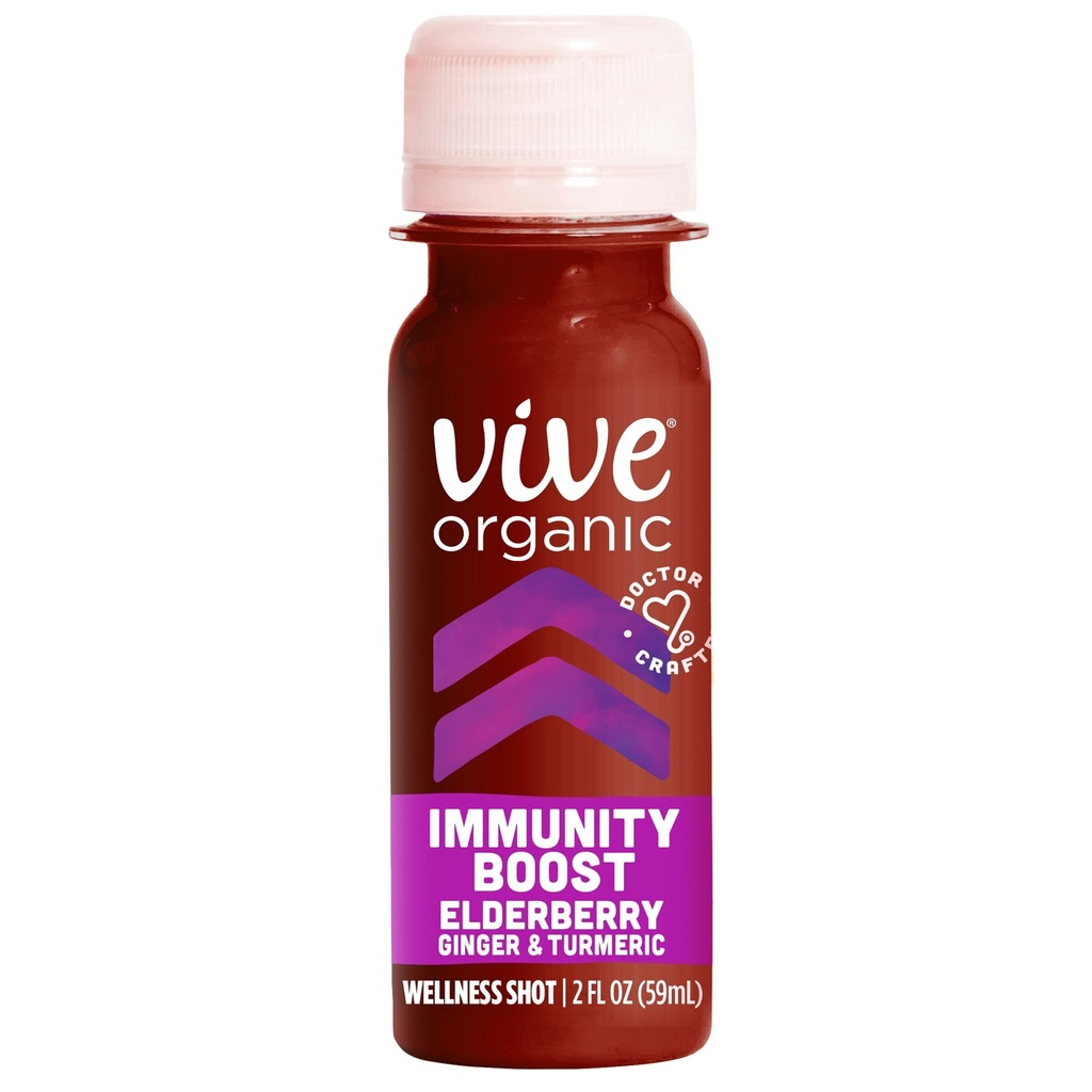 Vive Organic Elderberry 免疫 ブースト ウェルネス ショット、2 fz