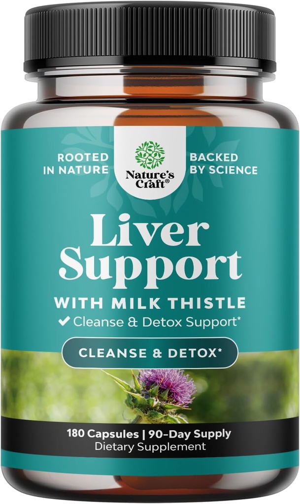 Liver Cleanse Detox & Repair 180 Capsules - Herbal Liver Support Milk Thistle Supplement - Silymarin Milk Thistle Supplements with Dandelion Root, Choline, Beetroot & Artichoke Extract
