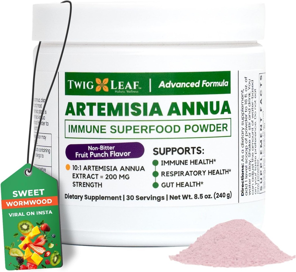 Artemisia Annua Sweet Wormwood Herbal Powder | Leaf Extract Brain Supports | Artemisinin Supplement | Sweet Wormwood Organic Extract | Non-GMO, Vegan, Gluten-Free | 30 Servings/8.5 Oz (240g)