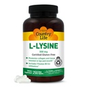 B-6とカントリーライフL-リジン500mg、免疫健康をサポート、唇と口でコラーゲンの更新を促進、250ビーガンカプセル、認定グルテンフリー、認定ビーガン
