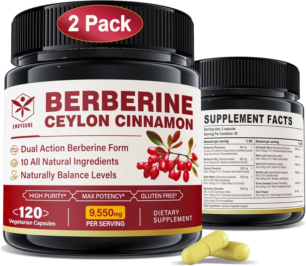 BerberineはCeylonのシナモン、ビターメロン、Immuneサポート及びボディ管理のためのバナナの葉及び植物のエキス、Berberine HCL、非GMO、240のベジギー カプセルとの10in-1の方式と補います