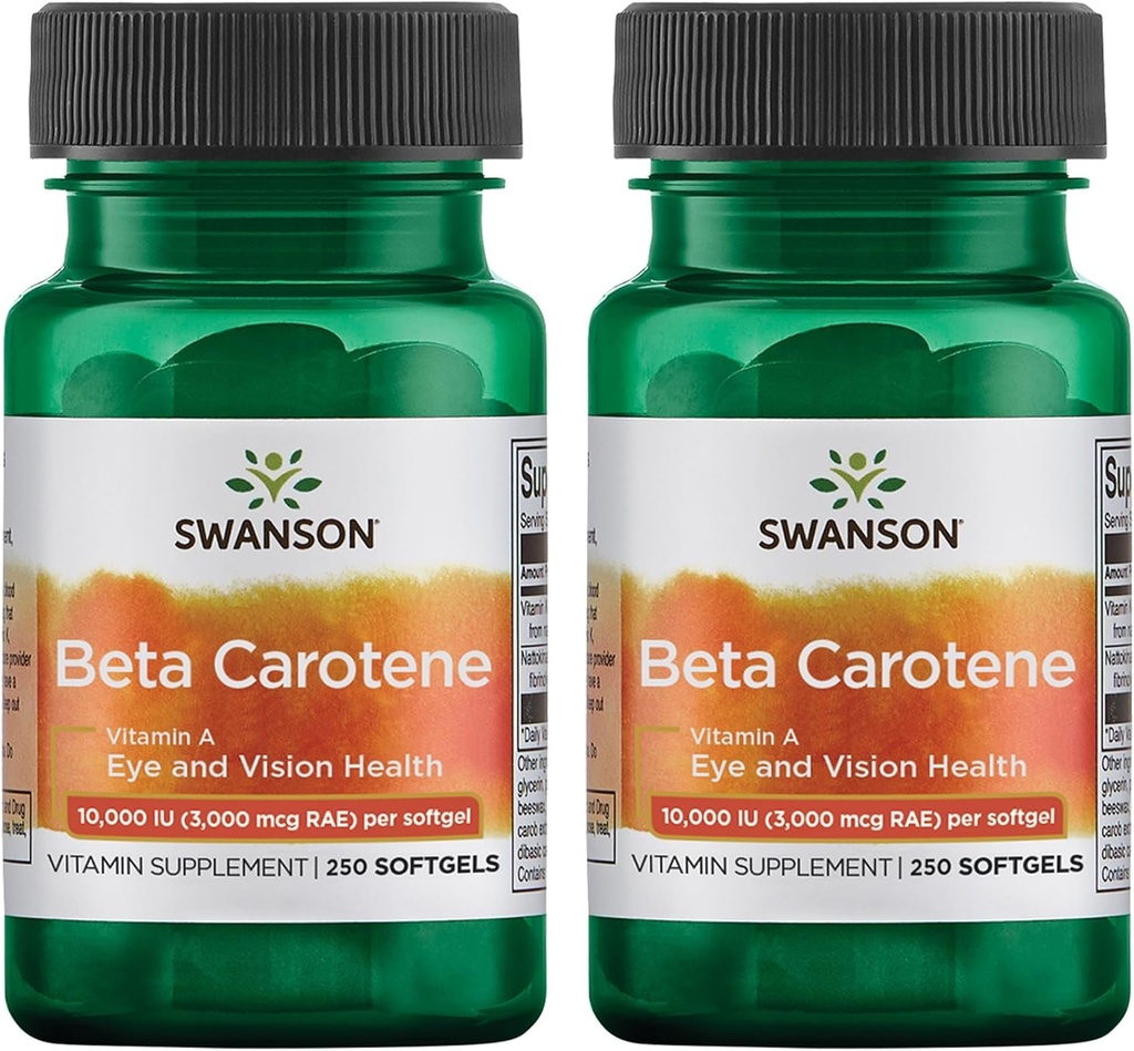 Swanson Beta-Carotene - ビタミンAサプリメント免疫健康、目と皮膚の健康 - ナチュラルウェルネスフォーミュラ - (250 Softgels、3000mcg 各) (2パック)