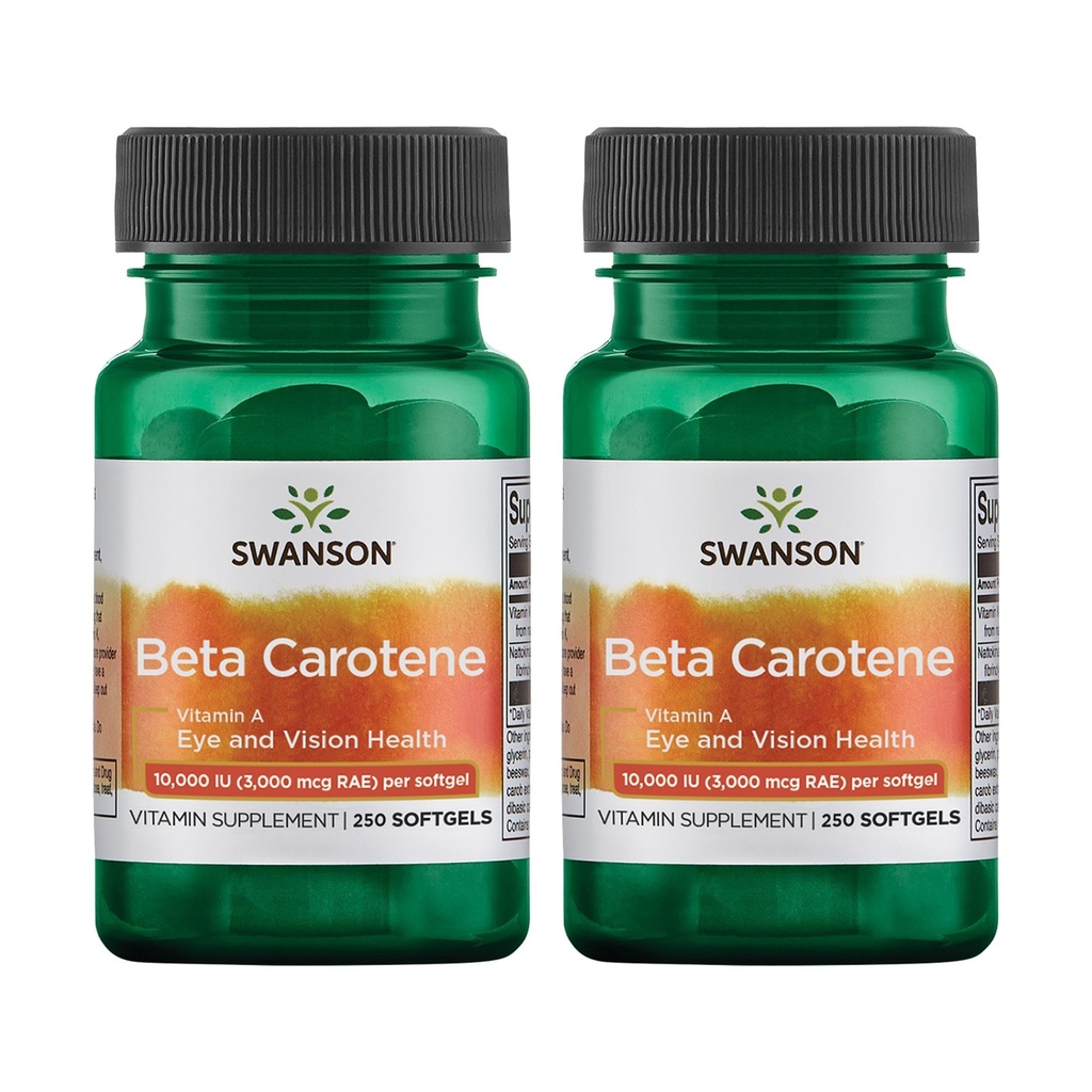 Swanson Beta-Carotene - ビタミンAサプリメント免疫健康、目と皮膚の健康 - ナチュラルウェルネスフォーミュラ - (250 Softgels、3000mcg 各) (2パック)