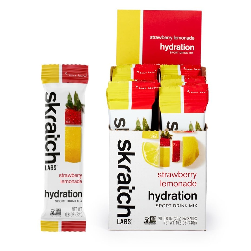 スクラッチラボ水和パケット水和飲み物ミックス、イチゴレモネード(20ct) - アスリートやスポーツパフォーマンスのために開発された電解質パウダー、グルテンフリー、ビーガン、コーシャ