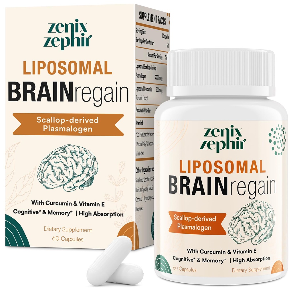 記憶および焦点のためのLiposomalの頭脳の補足-よりよい吸収のためのクルクミン及びビタミンEが付いている血しょう物質-高齢者、大人の人及び女性の認知の健康、高い効力60のサービングのために適した