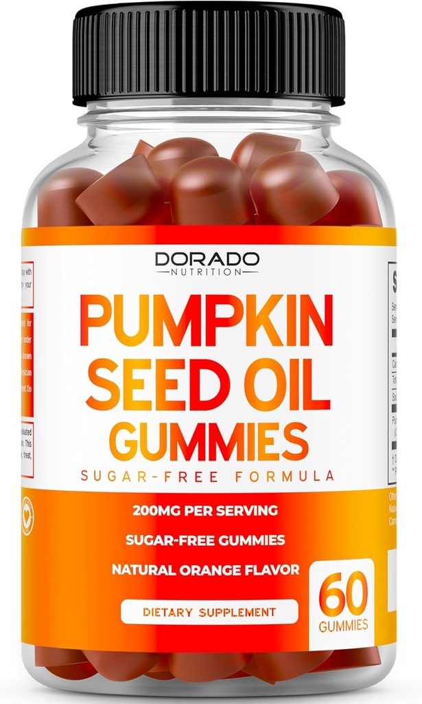 Pumpkin Seed Oil Gummies 4000mg Sugar Free Gummy Supplement with Pumpkin Seed Extract for Adults - Delicious Orange Flavor, Non GMO - Gluten Free, Vegan Supplement & USA Made (60 Capsules)