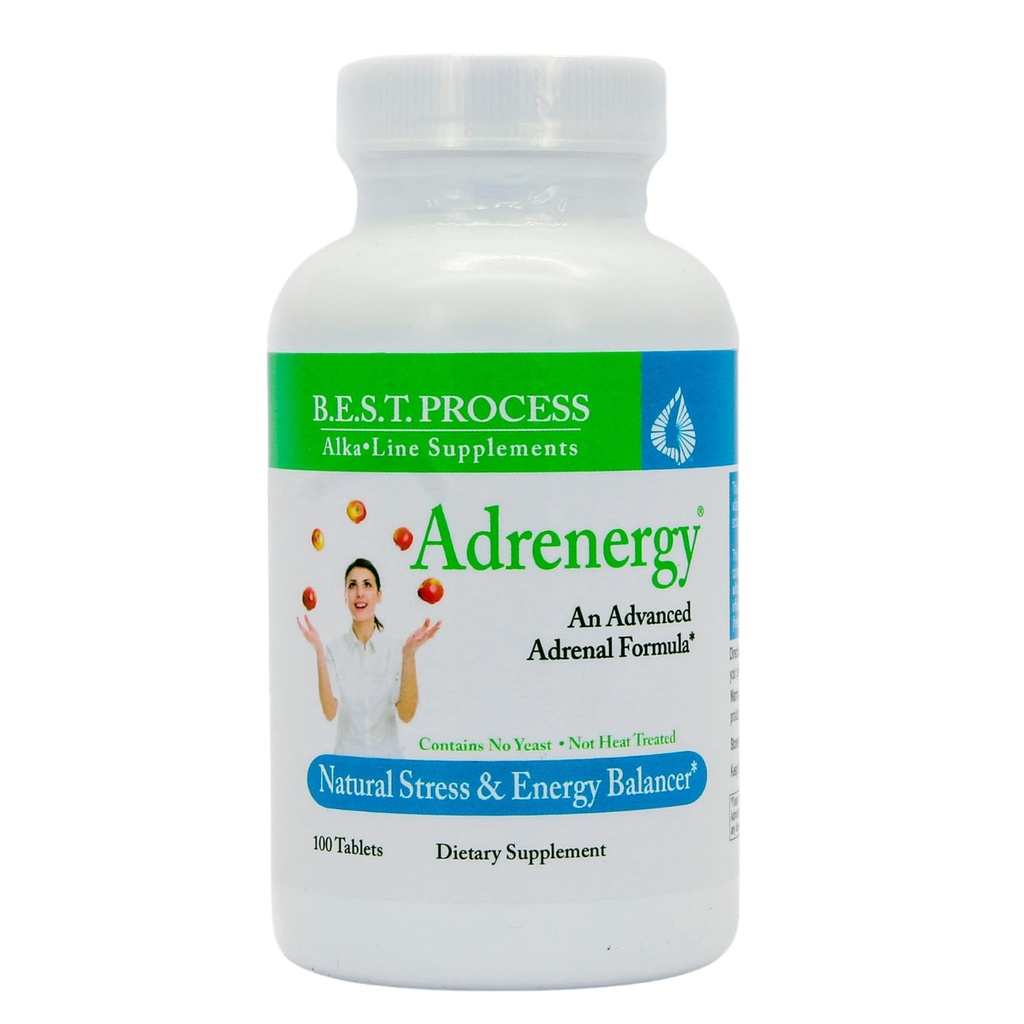 Adrenergy ベスト プロセス Alkaline — Adrenal Gland エキス、Adaptogen、ビタミン及び鉱物との自然な副腎サポート