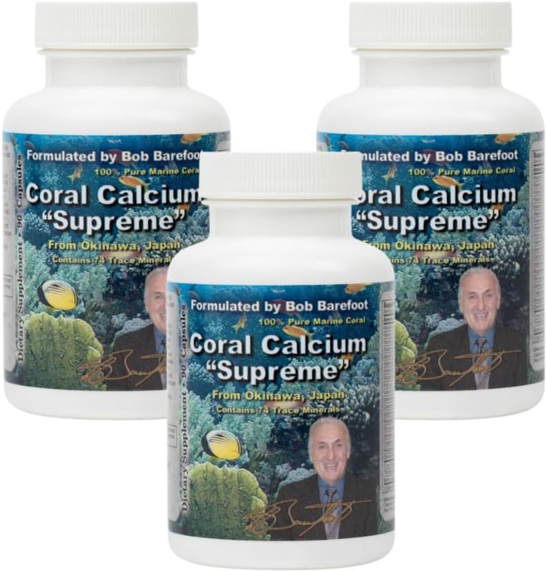 BOB'S BESTサンゴカルシウム最高I 100%純粋な海洋サンゴ、74トレースミネラル、1000 mg I 90カプセル、3パック