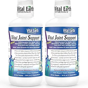 Vital Earthの液体の共同サポート補足2パック–グルコサミン、コンドロイチン、MSMのプラスHyaluronic酸、ボスウェリア及びフルヴィク酸(70 + Traceの鉱物)、32 Oz Ea