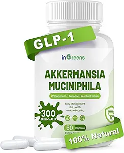 ガットマネジメントのためのAkkermansia Muciniphila Probiotic - GLP-1 Boosting Supplement with Chicory Inulin、Turmeric、抵抗力がある澱粉、ビーガン&グルテンフリー - 30日の供給
