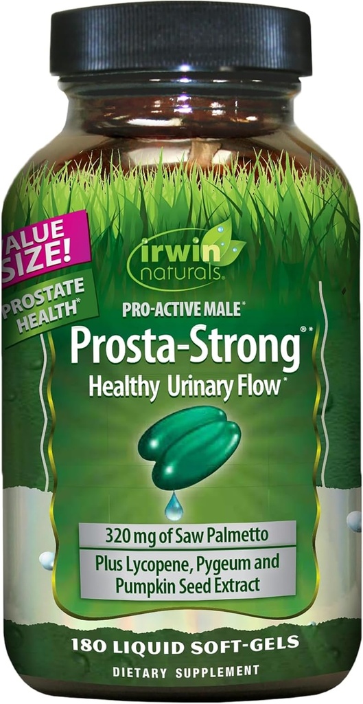 Irwin Naturals Prosta-Strong - 180 Softgels - Saw Palmetto、Lycopene&カボチャ種子による前立腺の健康サポート - 尿路をサポート