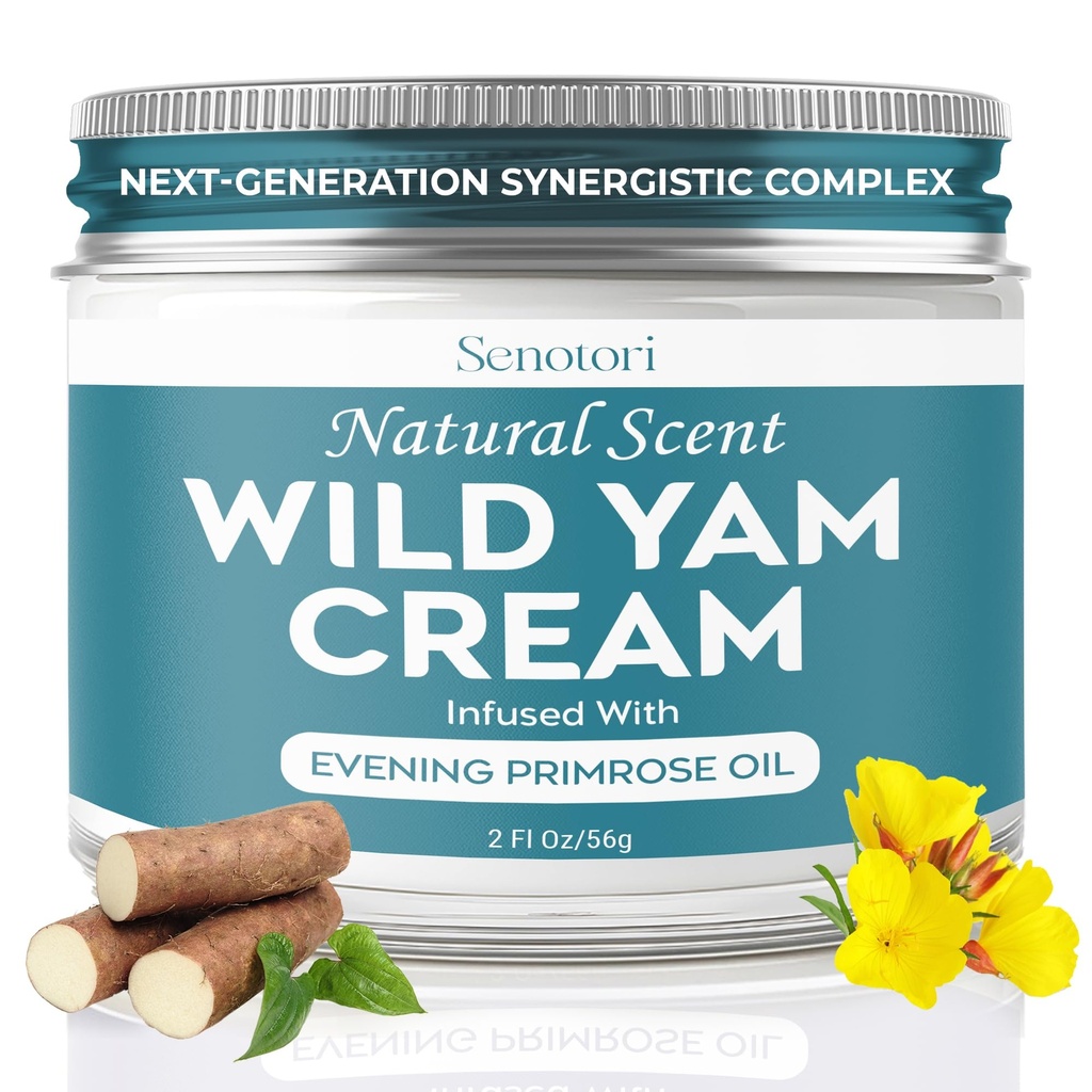 Wild Yam Cream infused with Evening Primrose - Botanical Wild Yam Root Balm for Women's Midlife Wellness – Menopause, Hormone Balance & Nighttime Comfort, Non-Greasy Cream – 2 Oz (Unscented)