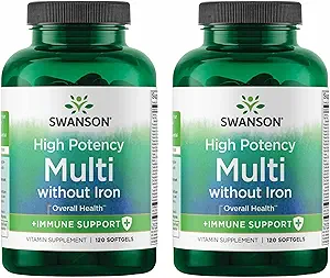鉄のMultivitaminの健康の補足の鉄の自由な方式120のSoftgels Sgels (2のパック)なしでSwanson多