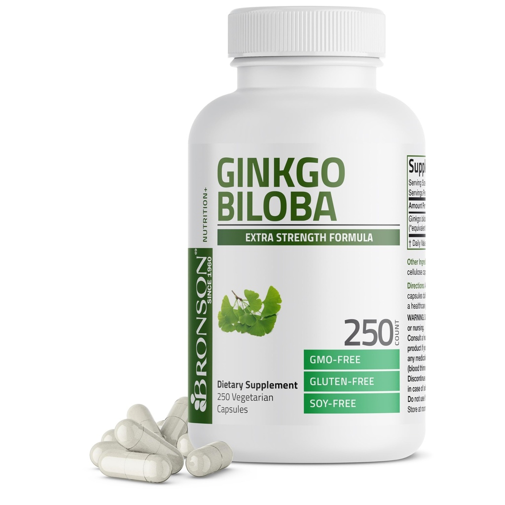 Bronson GinkgoのBilobaの余分強さは頭脳機能及び記憶サポート、250のベジタリアンのカプセルを支えます