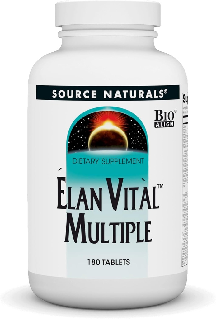 Source Naturals Elan Vital マルチ - 脳、心臓、肝臓、免疫、エネルギーブーストをサポート - 180錠