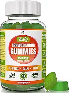 Ashwagandha Gummies Maximum Strength 1500mg - Relax, Uplift Energy Chew - Sleep Support, Immune Health, Calm Mood, Contains Withanolides, Vegan, Plant Based, Non-GMO, Gluten-Free