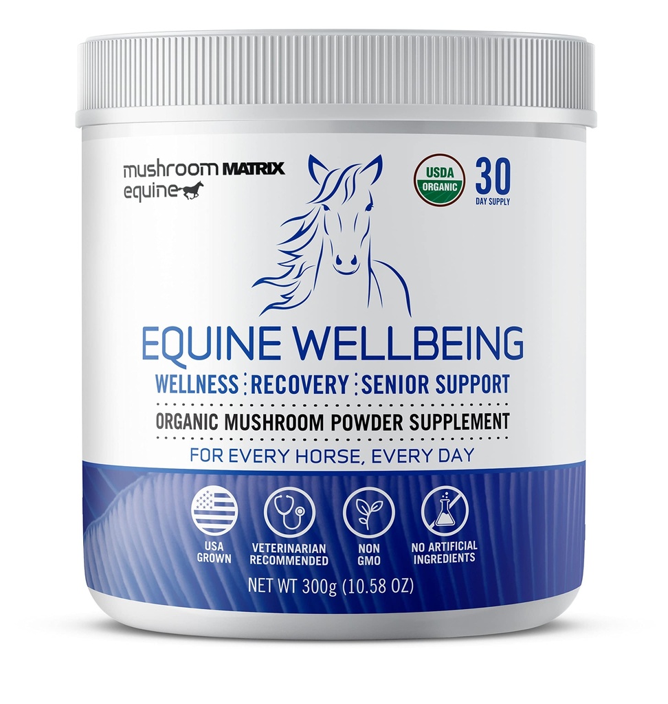 Omのきのこのマトリックス-Equineの  Wellbeingの 米国は人間の等級の有機のきのこの粉ショーの安全な馬の補足を育てます ウェルネス、回復およびシニア サポート  300グラム、10.5のoz