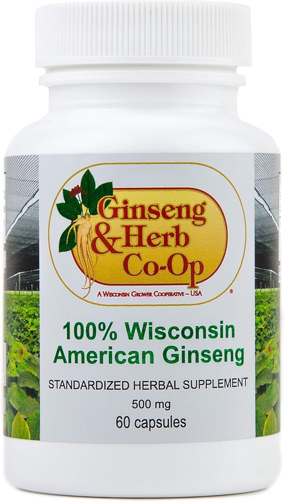 100%の純粋なウィスコンシンのアメリカのGinsengのカプセル- 500mg。本物のPanax Quinquefolius。 有効な地上のGinsengの根-フィラー、バインダーまたは他の添加物無し。