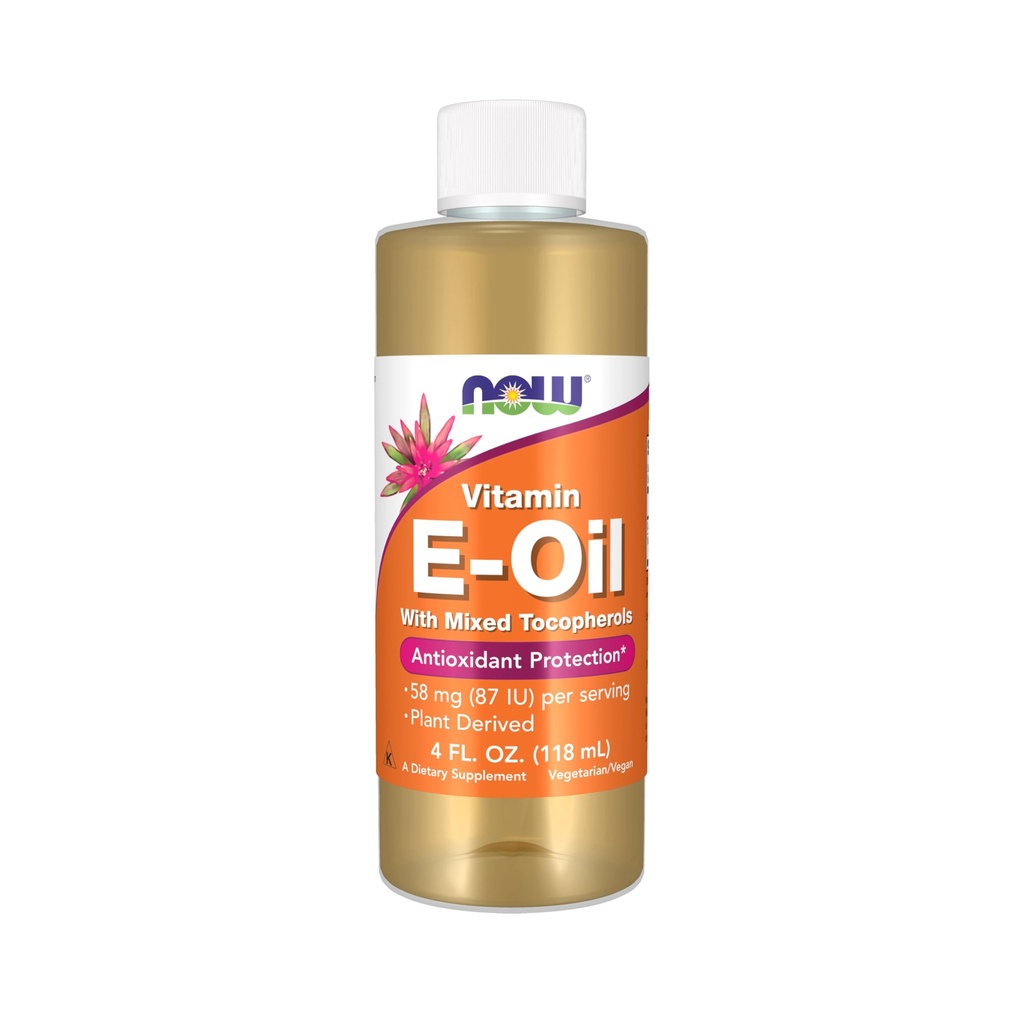 NOW Foodsは、天然ビタミンE-Oil(Dアルファトコフェロール)と混合トコフェロール、抗酸化保護*、4-Ounceを補います