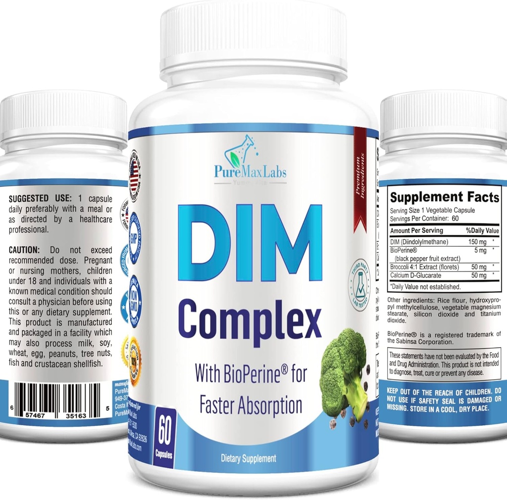 DIMの補足– 150mg DIM (diindolylmethane)、Broccoli、Calcium D-Glucarate及びBioperine -人の及び女性、エストロゲン、Menopauseのバランスのためのホルモンのバランス- 60のカプセル