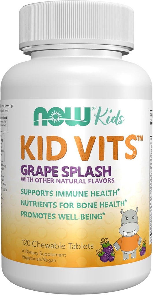 NOWの子供の補足、Kid VitsのMultivitaminのブドウの味、120のChewableのタブレット