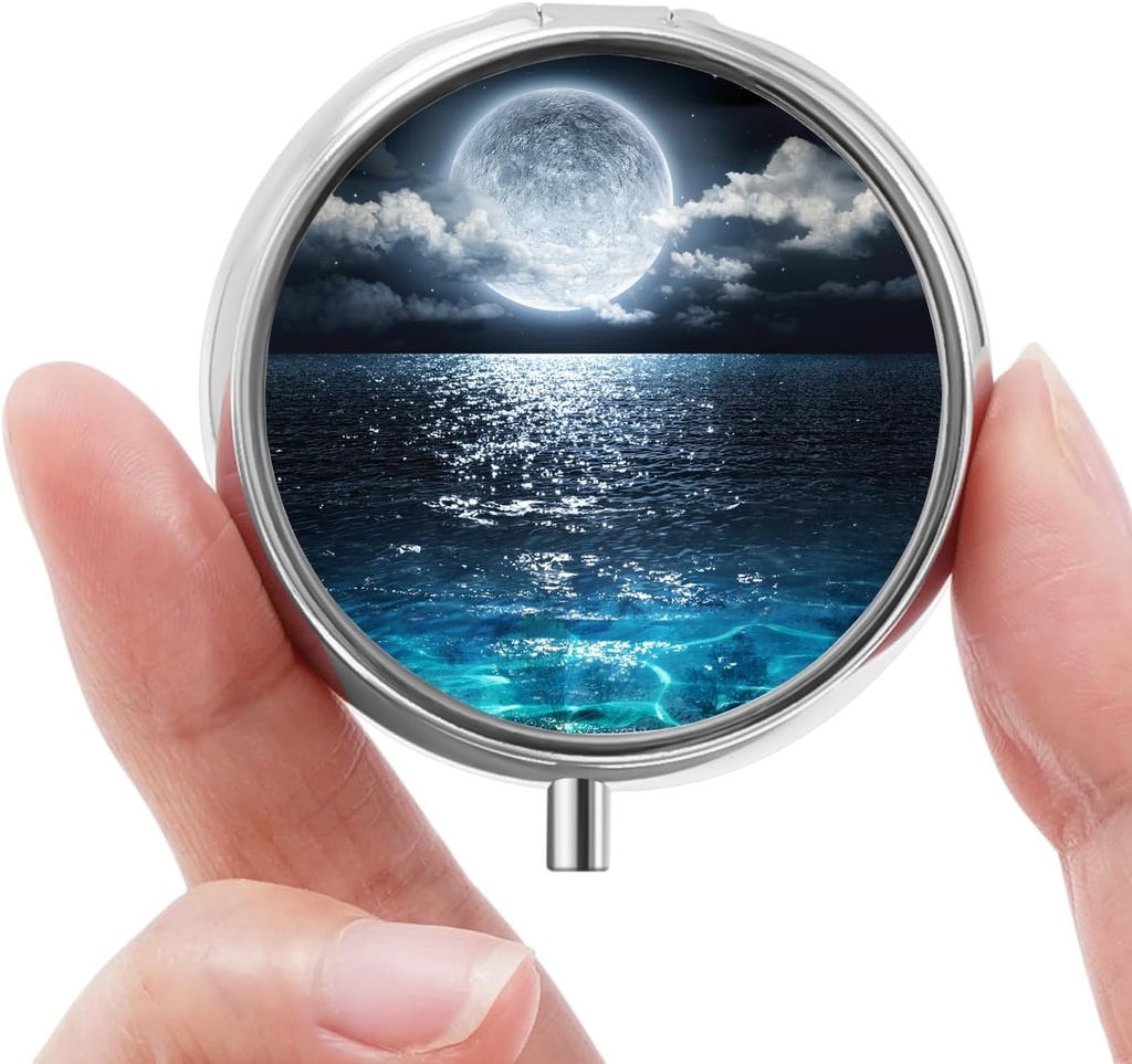 ミニピルボックス、小さなピルボックス、ポータブルピルボックス、ビタミン、医薬品、魚油、サプリメントのためのかわいいピルオルガナイザー(美しい星空)