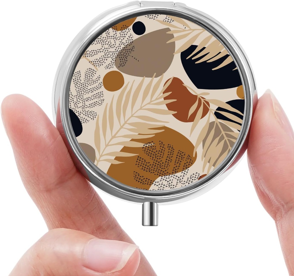 ミニピルボックス、小さなピルボックス、ポータブルピルボックス、ビタミン、医薬品、魚油、サプリメント(葉)のためのかわいいピルオーガナイザー