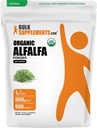 BulkSupplements.comオーガニックアルファグラスパウダー - Alfalfaサプリメント、グリーンスーパーフードパウダー - ビーガン&グルテンフリー、サービングあたり5g、500g(1.1ポンド)(パッケージ1)