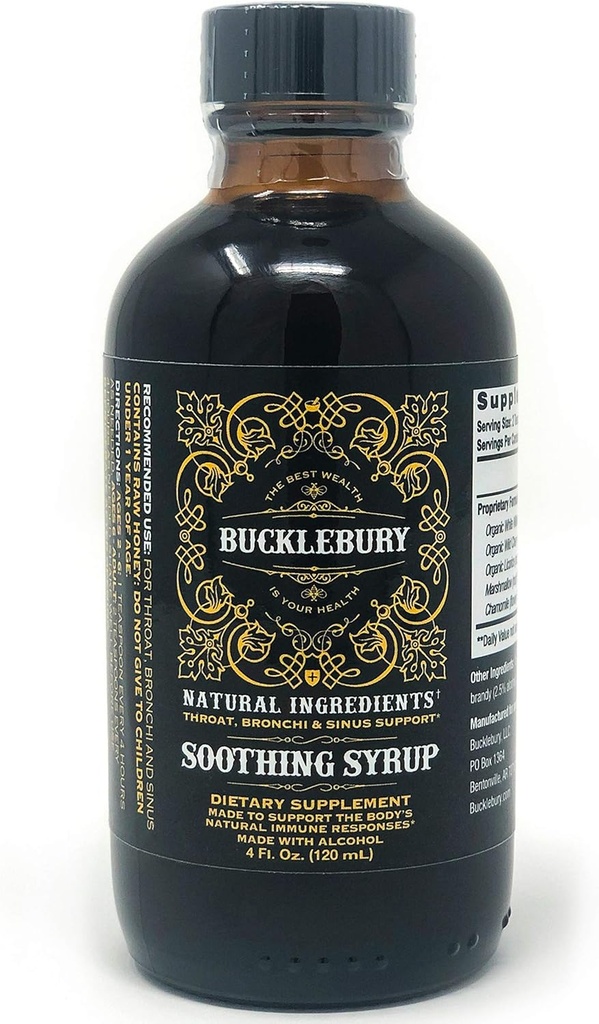 BUCKLEBURY Soothing Herbal Syrup - 上部の呼吸器サポート、Sinus、Bronchi、Throatおよび呼吸器サポートのための1つの補足の元の優れた草すべて - 4oz