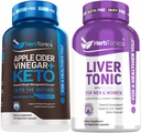 Herbtonics Apple Cider Vinegar Capsule Plus Keto BHB | 女性と男性のための脂肪バーナー&減量サプリメント - 肝臓の清潔なデトックス&ミルクの乳牛アーティチョークと24ハーブの肝臓の健康と修復式