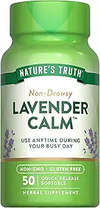 Nature's Truth Lavender Calm Softgels 経口サプリメント | 50 カウント | Non-Drowsy Herbal | 非GMO&グルテンフリー