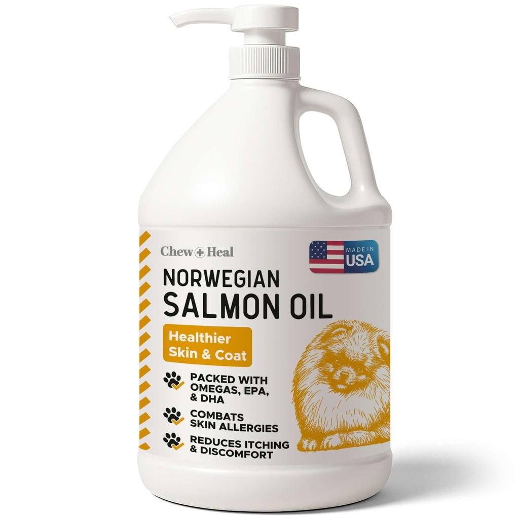 Salmon Oil for Dogs - 64 oz Liquid - Premium Fish Oil for Skin and Coat Health - Omega 3 Supplement - Supports Itchy Skin - Norwegian Dog Salmon Oil - Essential Dog Supplement