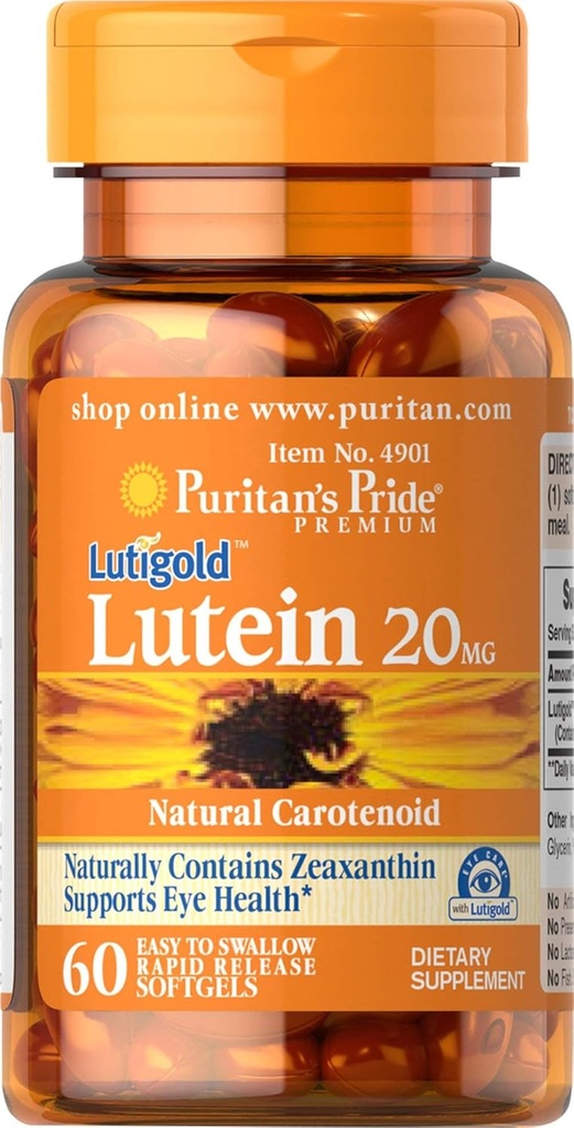 Puritan's Pride Lutein 20 mg with Zeaxanthin 60 Softgels