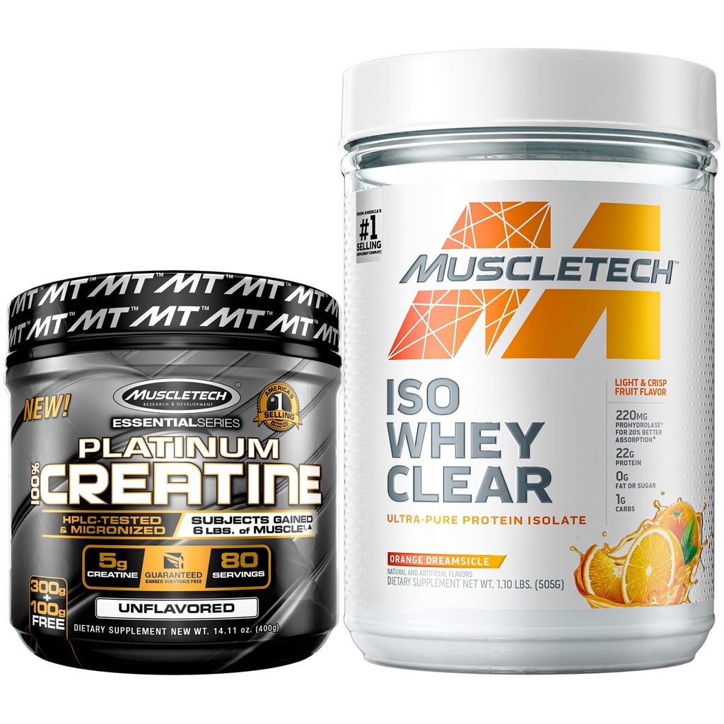 MuscleTech クレアチン + ウィープロテインアイソレートバンドルプラチナクレアチンイソウィークリア、オレンジ