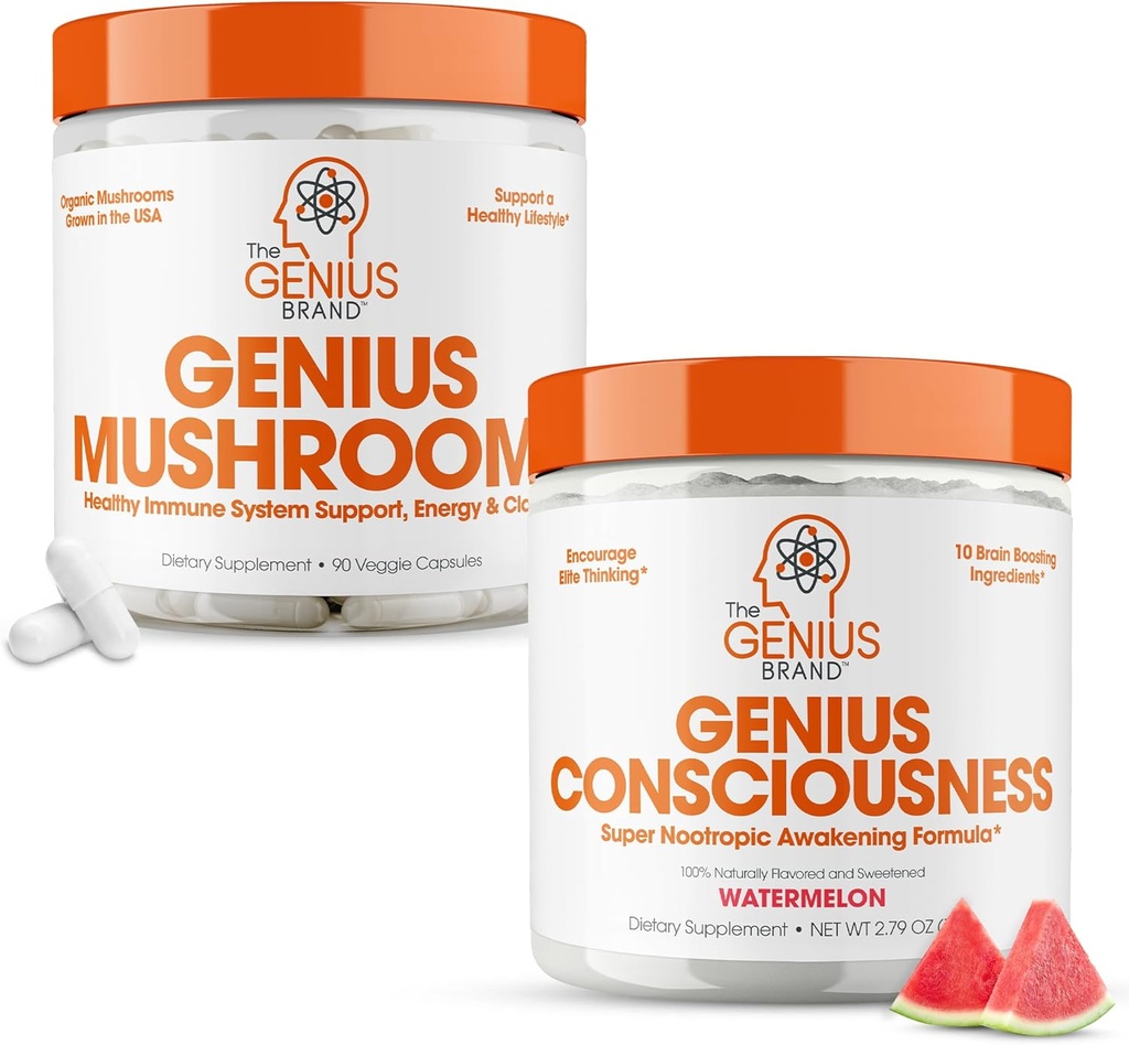 Geniusブランド - 向知性サプリメントバンドル - キノコと意識 - 免疫システム、フォーカス、エネルギー、脳ブースターをサポート