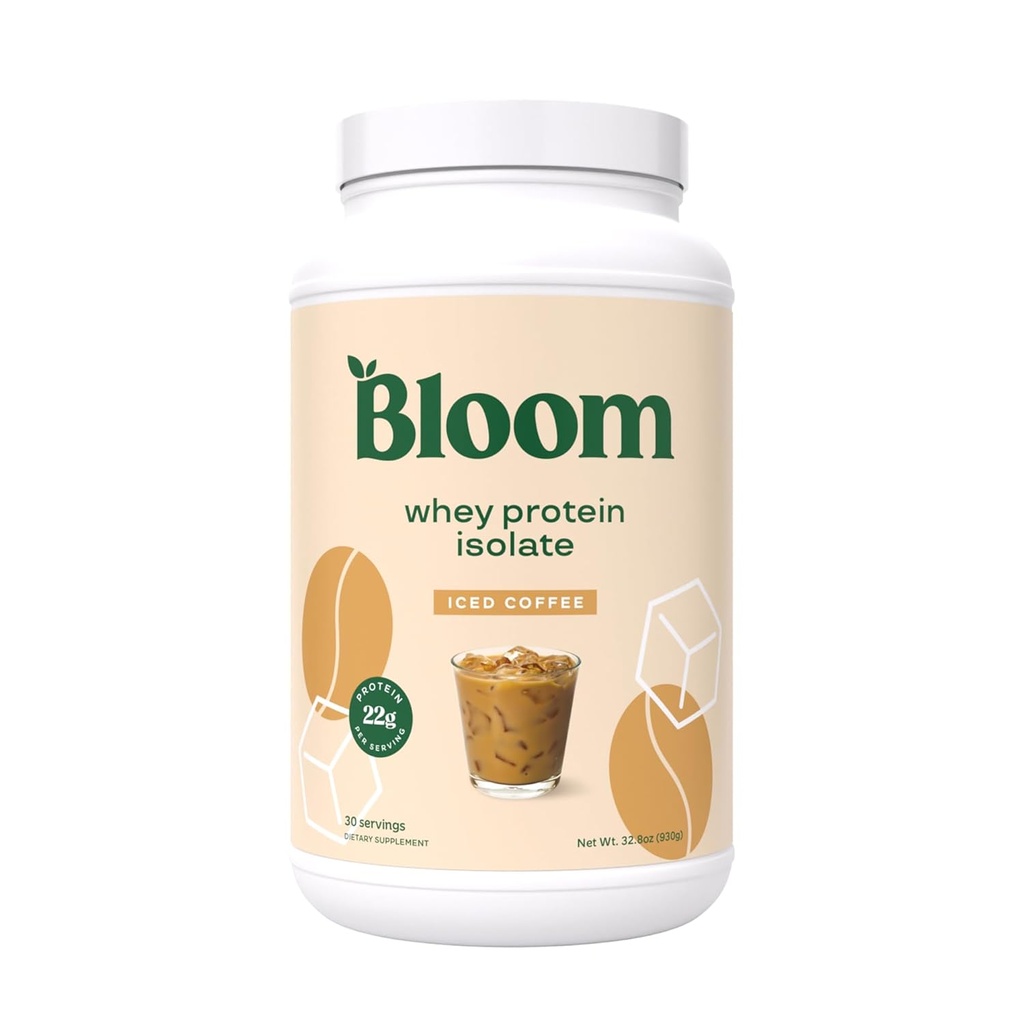 Bloom Nutrition Whey Isolate Protein Powder、Iced Coffee - Pure Iso Post Workout Recovery Drink Blend、Smoothie Mix with Digestive Enzymes for Gut Health - 低炭水化物、ケト&ゼロ砂糖追加