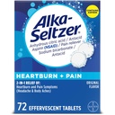 Alka-Seltzer ハートバーン + 痛みの Effervescent Aspirin + アントエイド錠, 速いハートバーンの救済と酸の消化不良救済, アスピリンと痛みの軽減, 72 Ct