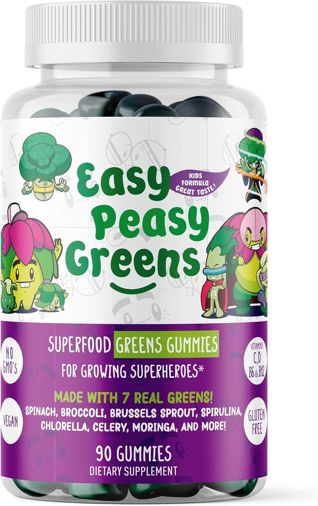 EasyPeasyGreensキッズのための毎日の野菜グミー - 90グリーングミー - ピッキーイーターは10本物の野菜エキスと100%ビーガンで作られた - で彼らの野菜をゲットするのに役立ちます