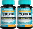 NewRhythm Probiotics 120億CFU 36の緊張、消化器の健康のための3イン-1 Probiotics及び酵素の免疫サポート、女性及び人のためのProbioticos、ビーガンは解放の補足、60ctを目標としました